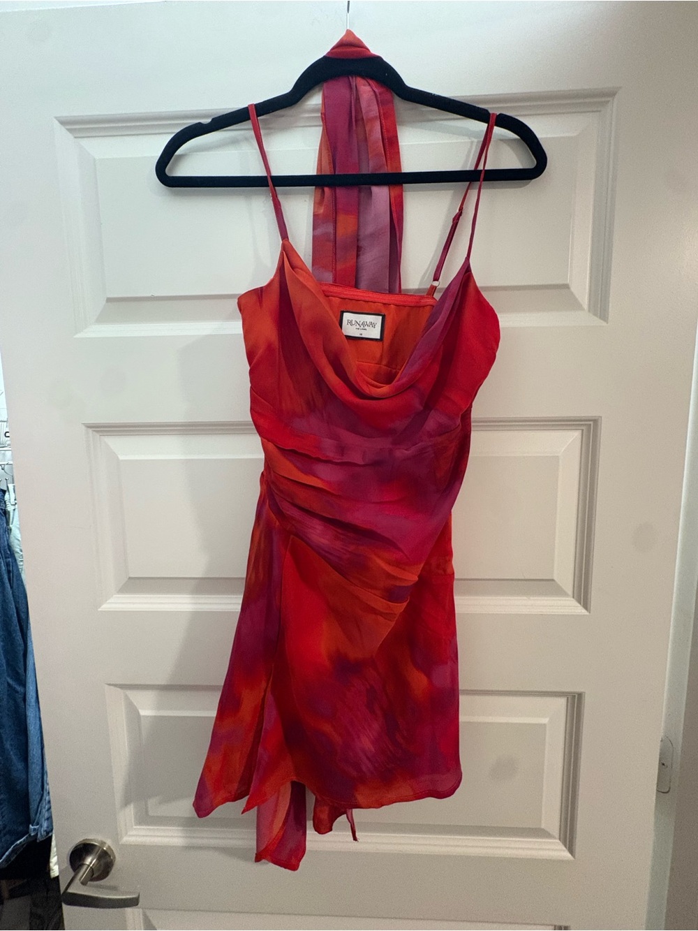 Nanushka Red & Pink Cowl-Neck Mini Dress